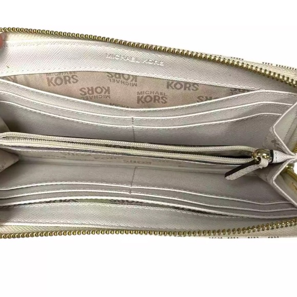 MICHAEL KORS White Grey Jet Set Continental Wallet - Picture 5 of 6